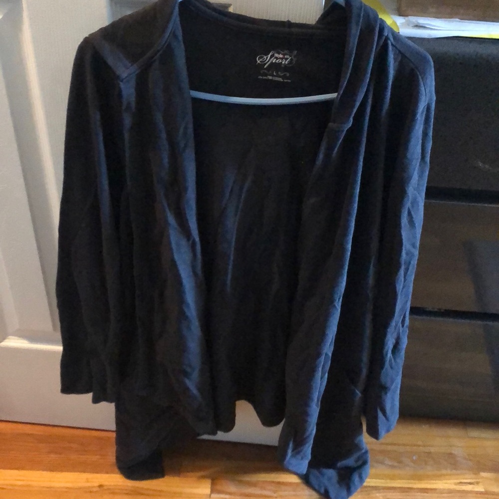 Hooded Sporty cardigan with pockets Dk gray/black